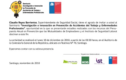 Seminario: investigación e innovación en prevención de accidentes del trabajo y enfermedades profesionales 2018