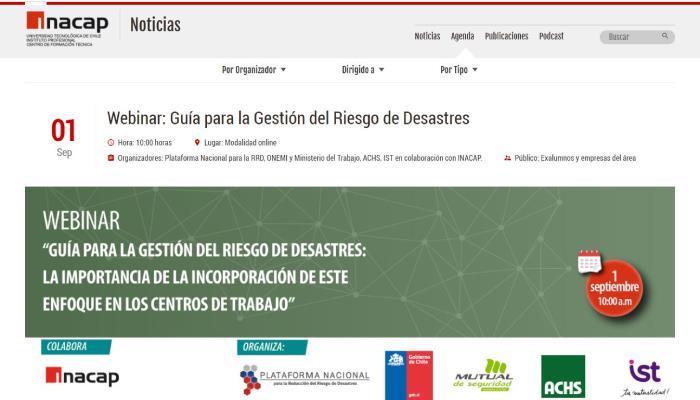 Seguros SURA y Scotiabank participan en webinar organizado por la Mesa Laboral de la Plataforma Nacional para la Reducción de Riesgos de Desastres de la ONEMI