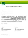 Carta tipo de comunicación de fuero laboral