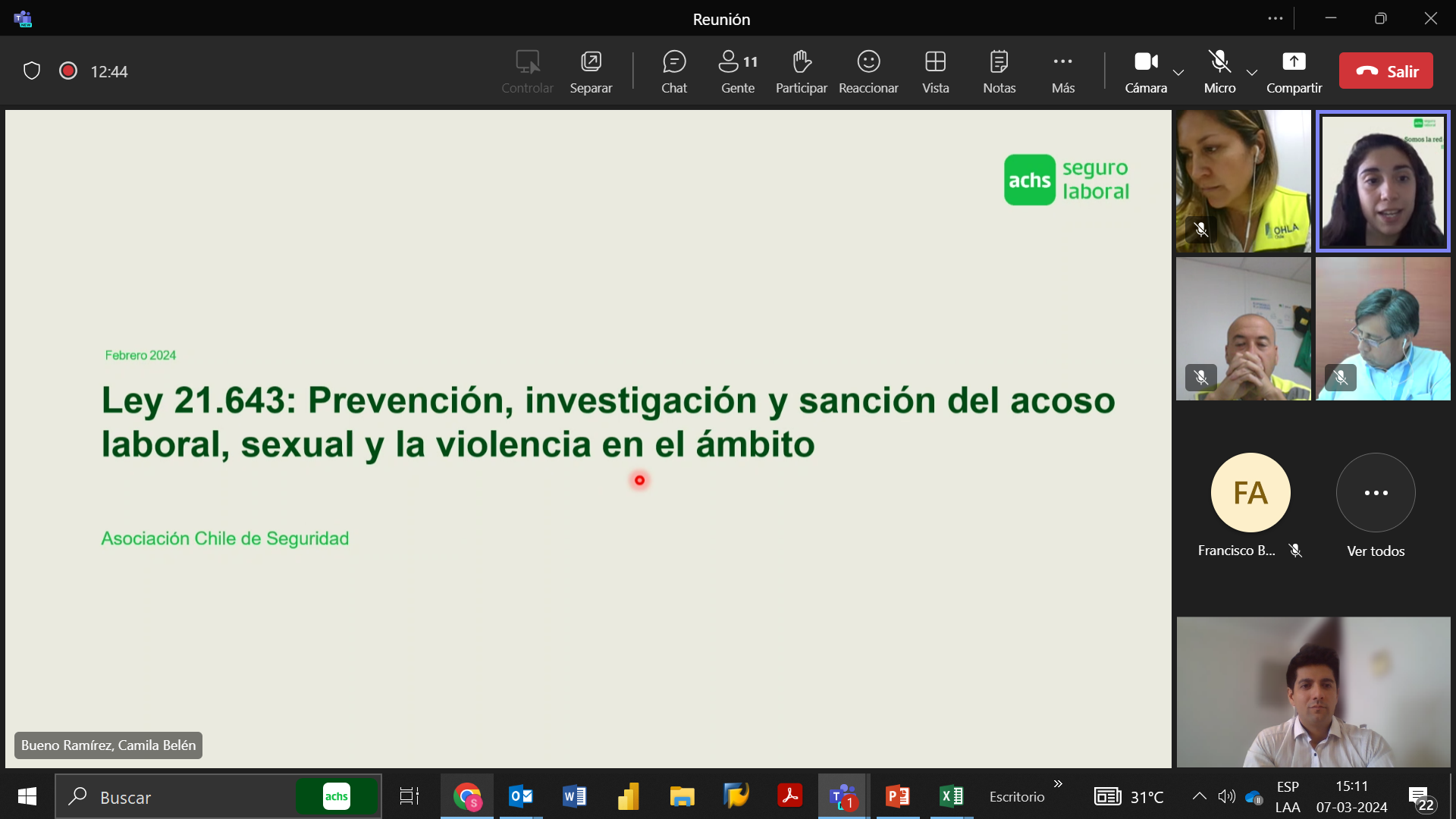 La Achs y Grupo OHLA realizan reunión Ampliada de Prevención de Riesgos Laborales